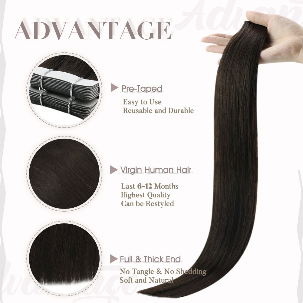 virgin human tape in extensions natural hair