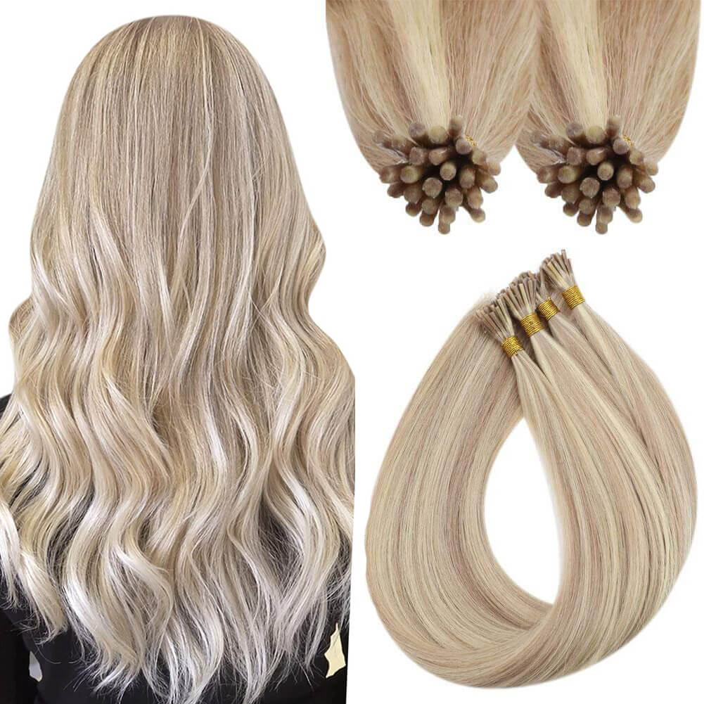 Full Shine I Tip Hair Extensions 100% Virgin Human Hair Highlights (#P18/613)