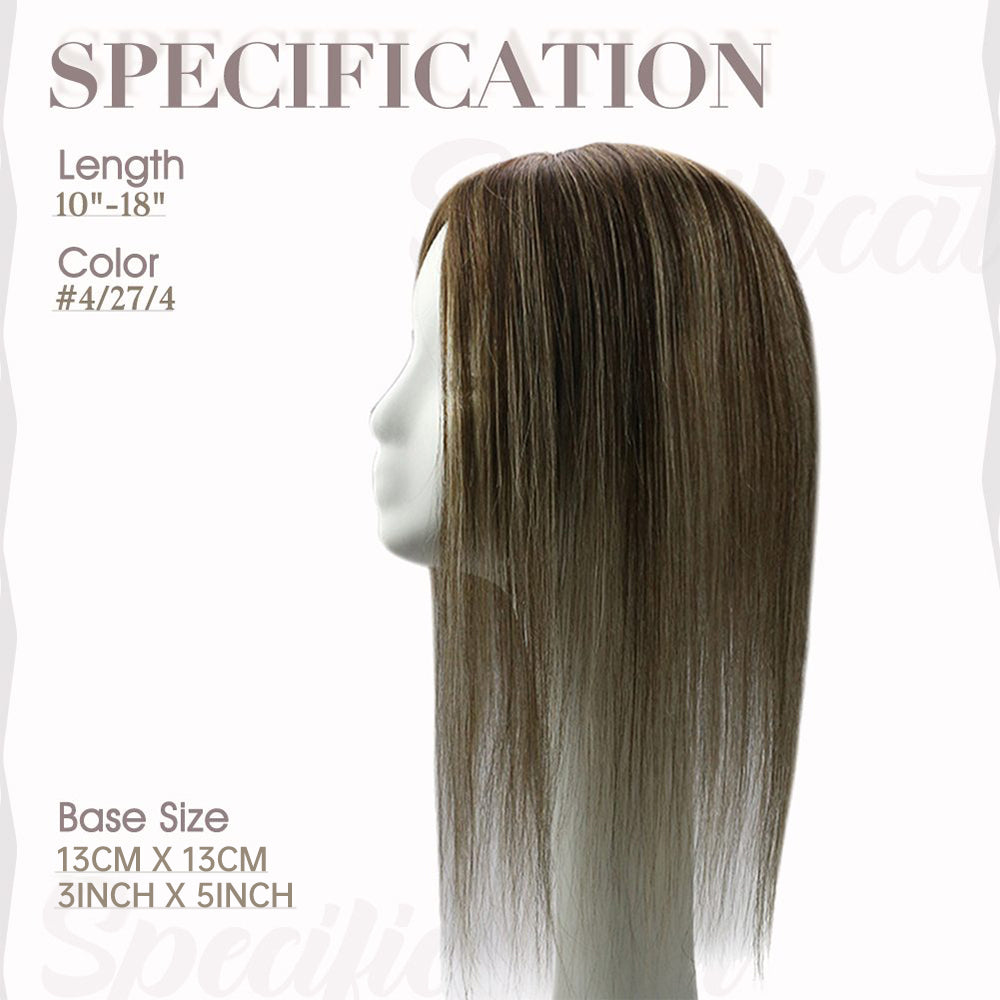 Full Shine Lace Human Hair Wig Toppers 13cm*13cm For Women Hair Loss Balayage #4/27/4