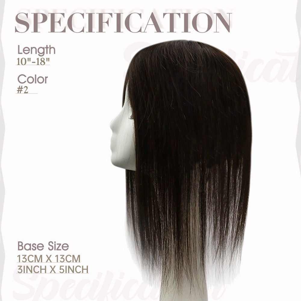 Full Shine Lace Human Hair Wig Toppers 13cm*13cm For Women Hair Loss #2 Darkest Brown
