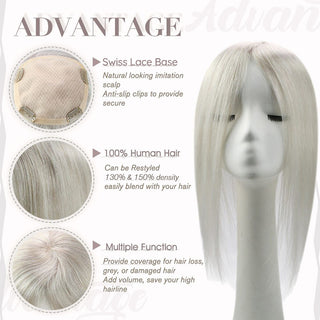 Full Shine Lace Human Hair Toppers 13cm*13cm For Women #1000 Ice Blonde